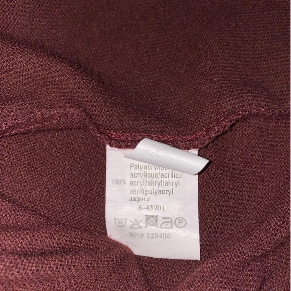 Venus Cowl Neck Long Rib Knit Burgundy Sweater Size Xl - Picture 3 of 5